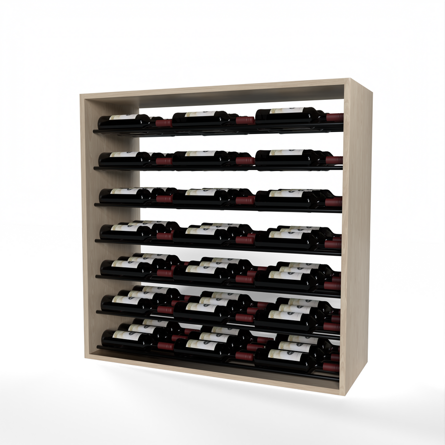 GrandCellar™ - 8 Column Full-Depth Label-Forward Horizontal Wine Display  - 36"- Black Metal Rods