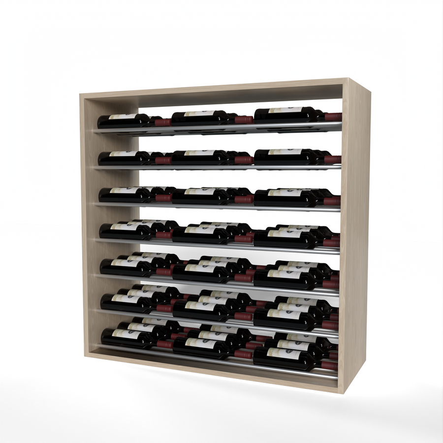 GrandCellar™ - 8 Column Full-Depth Label-Forward Horizontal Wine Display  - 36" - Silver Metal Rods