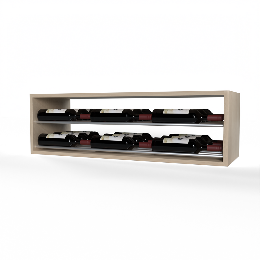 GrandCellar™ - 8 Column Horizontal Label-Forward Wine Display - 12" - Silver Metal Rods