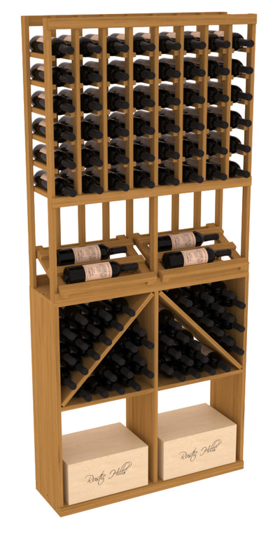 InstaCellar - 8 Column Side Display 96 Bin/Case Combo in Grand Mahogany Oak stained without WineSafe™ Satin Sealant