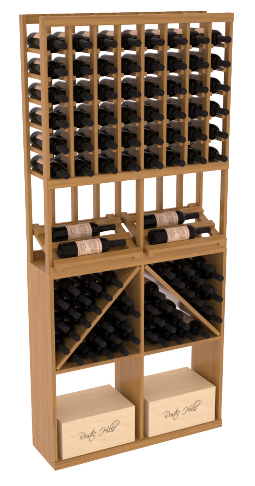 InstaCellar - 8 Column Side Display 96 Bin/Case Combo in Grand Mahogany Oak stained with WineSafe™ Satin Sealant