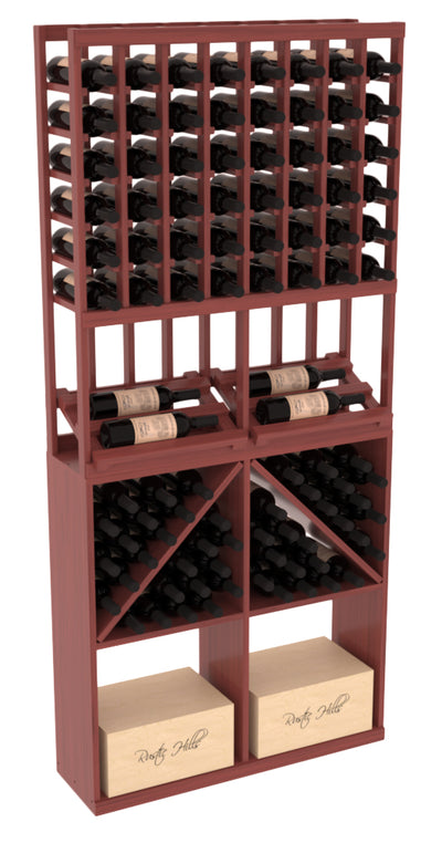 InstaCellar - 8 Column Side Display 96 Bin/Case Combo in Grand Mahogany Cherry stained with WineSafe™ Satin Sealant