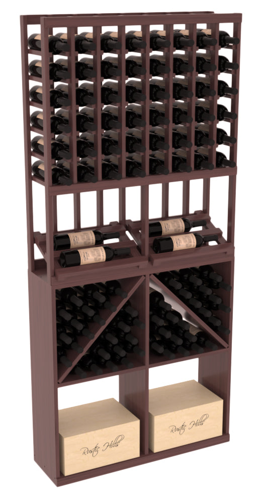 InstaCellar - 8 Column Side Display 96 Bin/Case Combo in Grand Mahogany Walnut stained with WineSafe™ Satin Sealant