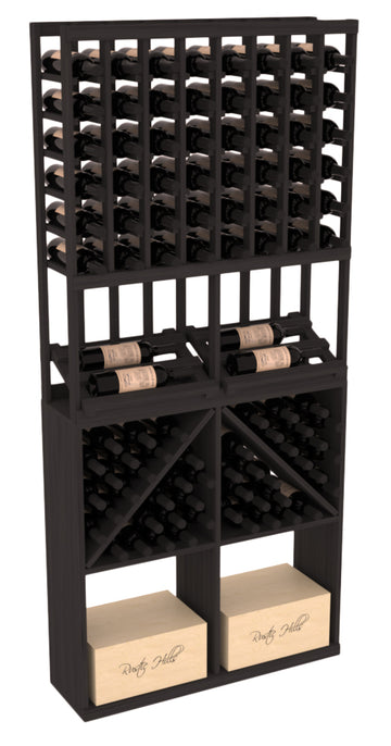 InstaCellar - 8 Column Side Display 96 Bin/Case Combo in Grand Mahogany Black stained without WineSafe™ Satin Sealant