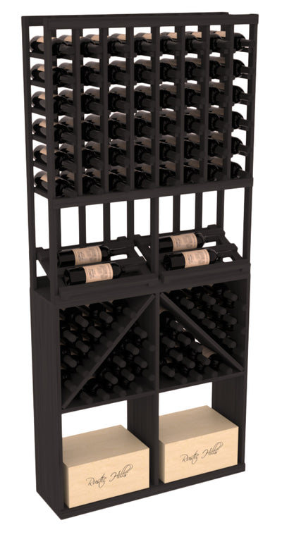 InstaCellar - 8 Column Side Display 96 Bin/Case Combo in Grand Mahogany Black stained without WineSafe™ Satin Sealant