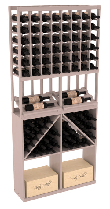 InstaCellar - 8 Column Side Display 96 Bin/Case Combo in Grand Mahogany Greywash stained with WineSafe™ Satin Sealant
