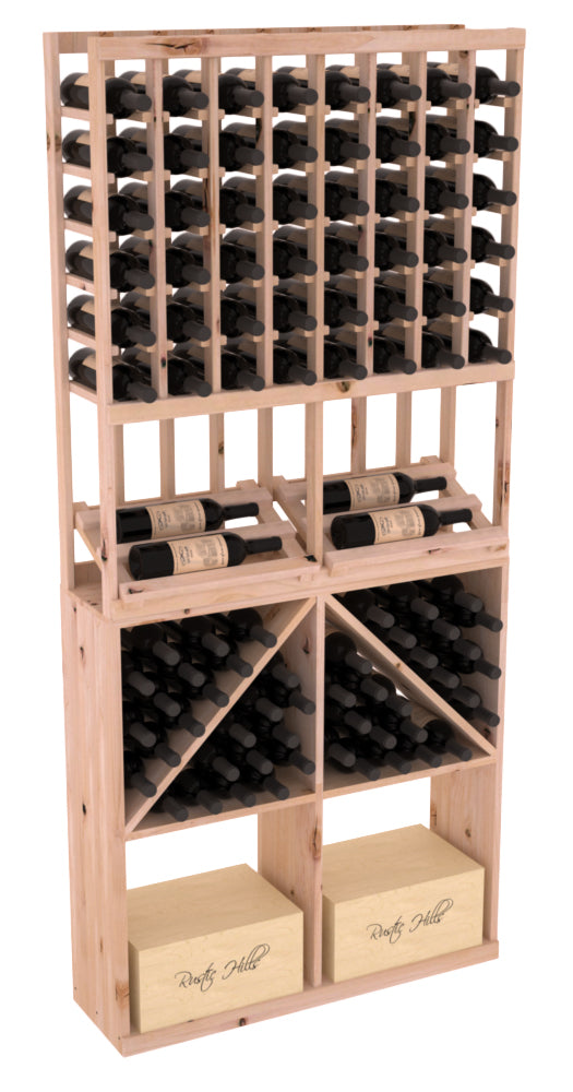 InstaCellar - 8 Column Side Display 96 Bin/Case Combo in Knotty Alder Unstained without WineSafe™ Satin Sealant