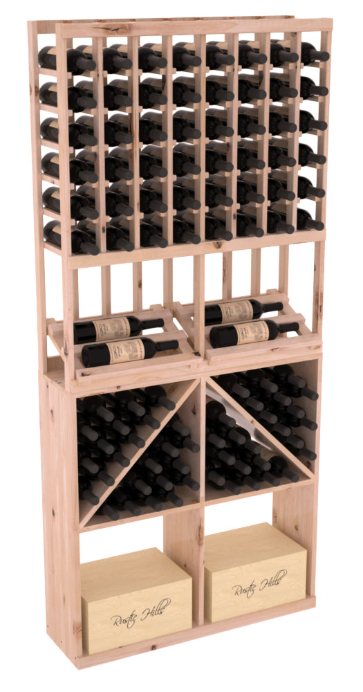 InstaCellar - 8 Column Side Display 96 Bin/Case Combo in Knotty Alder Unstained with WineSafe™ Satin Sealant