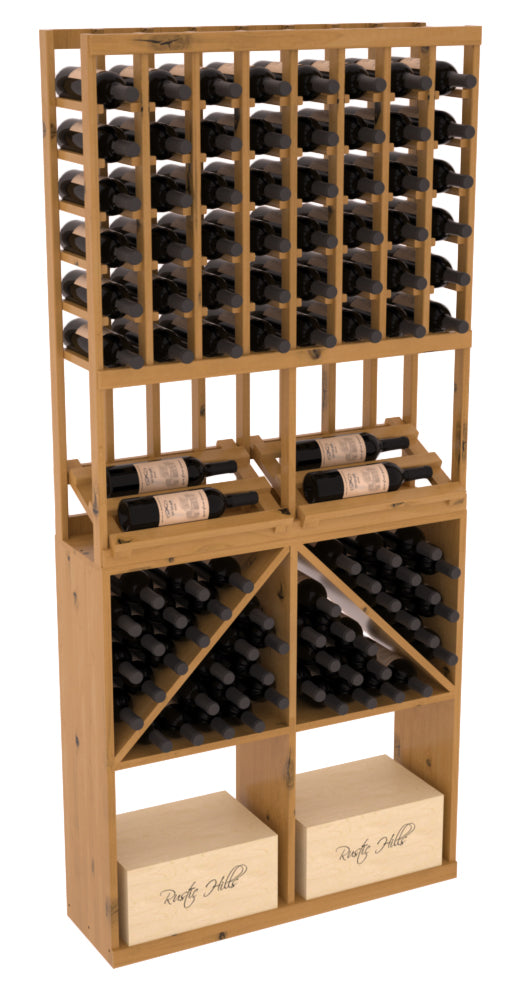 InstaCellar - 8 Column Side Display 96 Bin/Case Combo in Knotty Alder Oak stained with WineSafe™ Satin Sealant