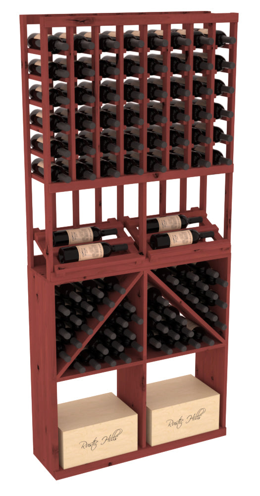 InstaCellar - 8 Column Side Display 96 Bin/Case Combo in Knotty Alder Cherry stained without WineSafe™ Satin Sealant