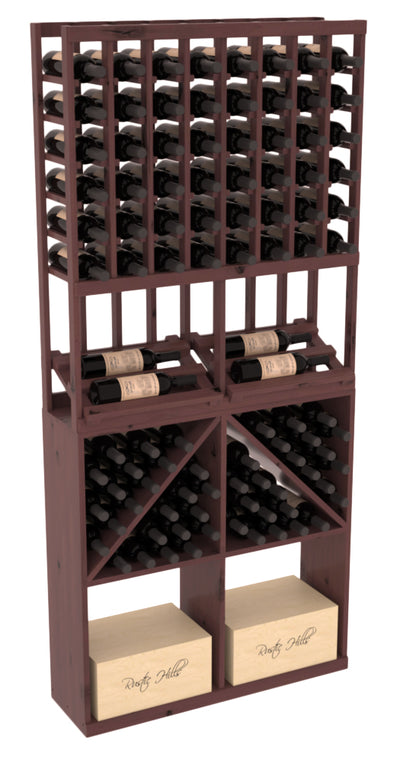 InstaCellar - 8 Column Side Display 96 Bin/Case Combo in Knotty Alder Walnut stained with WineSafe™ Satin Sealant