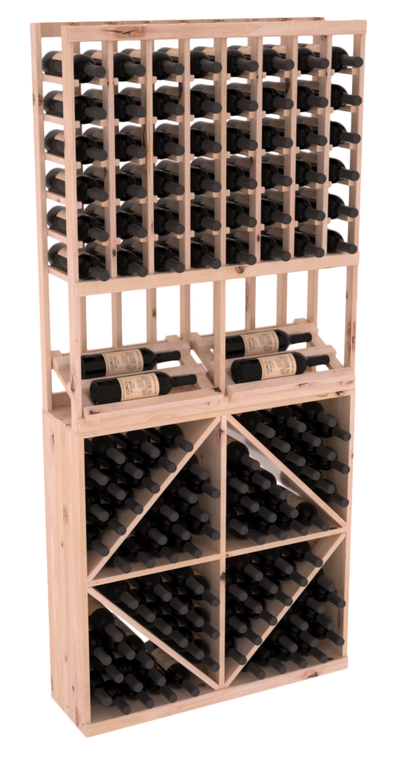 InstaCellar - 8 Column Side Display 96 Bin Combo in Knotty Alder Unstained with WineSafe™ Satin Sealant