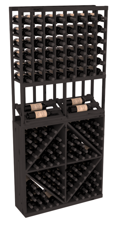 InstaCellar - 8 Column Side Display 96 Bin Combo in Knotty Alder Black stained without WineSafe™ Satin Sealant