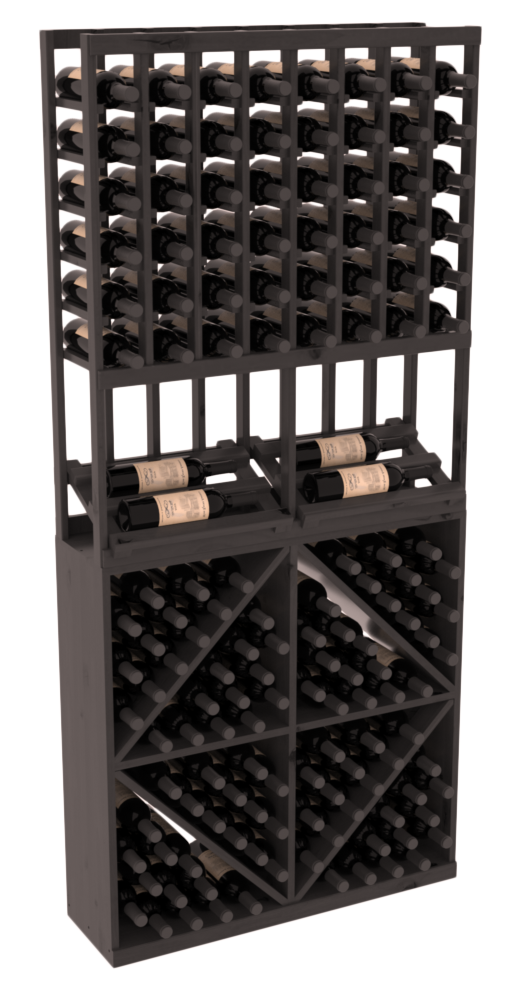 InstaCellar - 8 Column Side Display 96 Bin Combo in Knotty Alder Black stained with WineSafe™ Satin Sealant