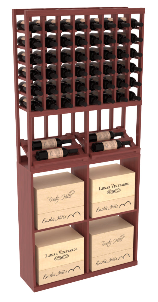 InstaCellar - 8 Column Side Display 96 Case Combo in Grand Mahogany Cherry stained with WineSafe™ Satin Sealant