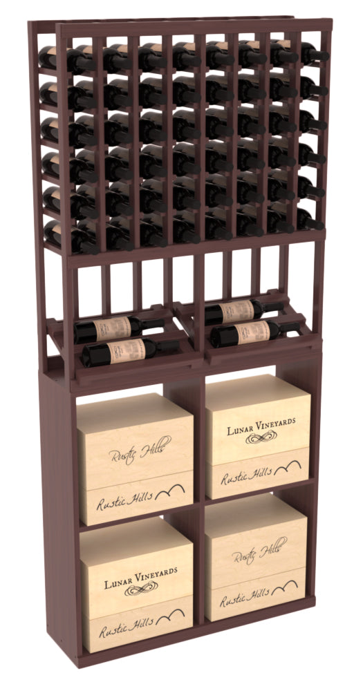 InstaCellar - 8 Column Side Display 96 Case Combo in Grand Mahogany Walnut stained with WineSafe™ Satin Sealant