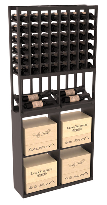 InstaCellar - 8 Column Side Display 96 Case Combo in Grand Mahogany Black stained with WineSafe™ Satin Sealant