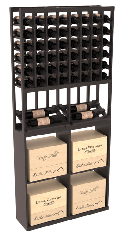 InstaCellar - 8 Column Side Display 96 Case Combo in Grand Mahogany Black stained with WineSafe™ Satin Sealant