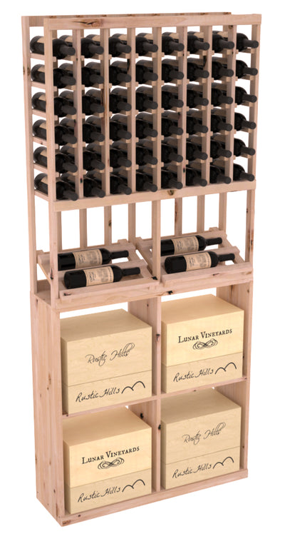 InstaCellar - 8 Column Side Display 96 Case Combo in Knotty Alder Unstained without WineSafe™ Satin Sealant