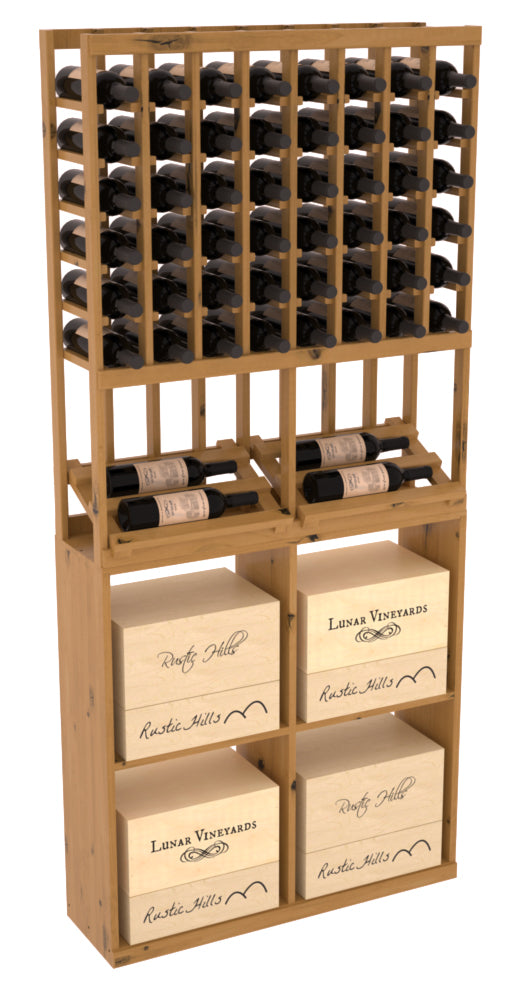 InstaCellar - 8 Column Side Display 96 Case Combo in Knotty Alder Oak stained with WineSafe™ Satin Sealant
