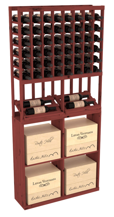 InstaCellar - 8 Column Side Display 96 Case Combo in Knotty Alder Cherry stained without WineSafe™ Satin Sealant