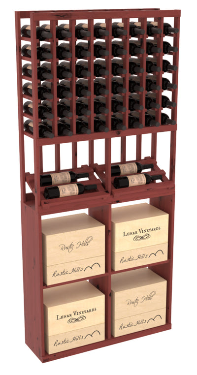 InstaCellar - 8 Column Side Display 96 Case Combo in Knotty Alder Cherry stained with WineSafe™ Satin Sealant