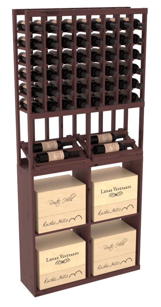 InstaCellar - 8 Column Side Display 96 Case Combo in Knotty Alder Walnut stained with WineSafe™ Satin Sealant
