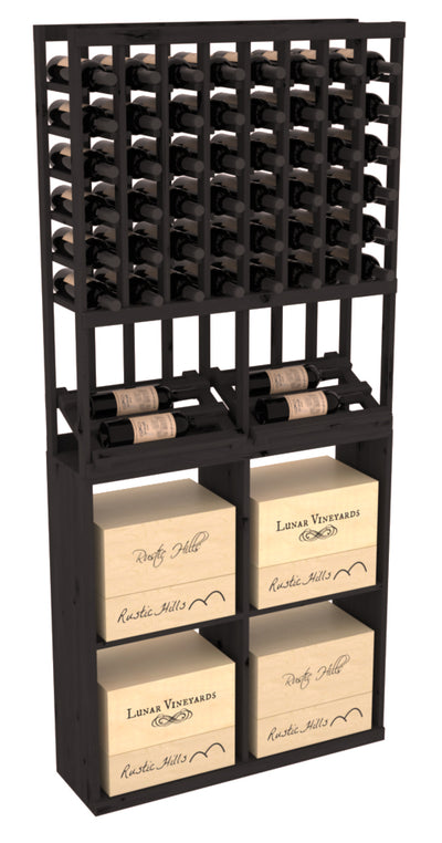 InstaCellar - 8 Column Side Display 96 Case Combo in Knotty Alder Black stained without WineSafe™ Satin Sealant