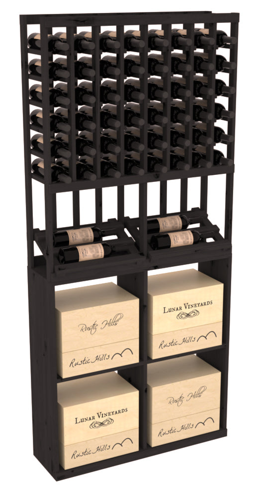 InstaCellar - 8 Column Side Display 96 Case Combo in Knotty Alder Black stained without WineSafe™ Satin Sealant