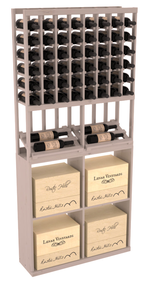 InstaCellar - 8 Column Side Display 96 Case Combo in Knotty Alder Greywash stained with WineSafe™ Satin Sealant