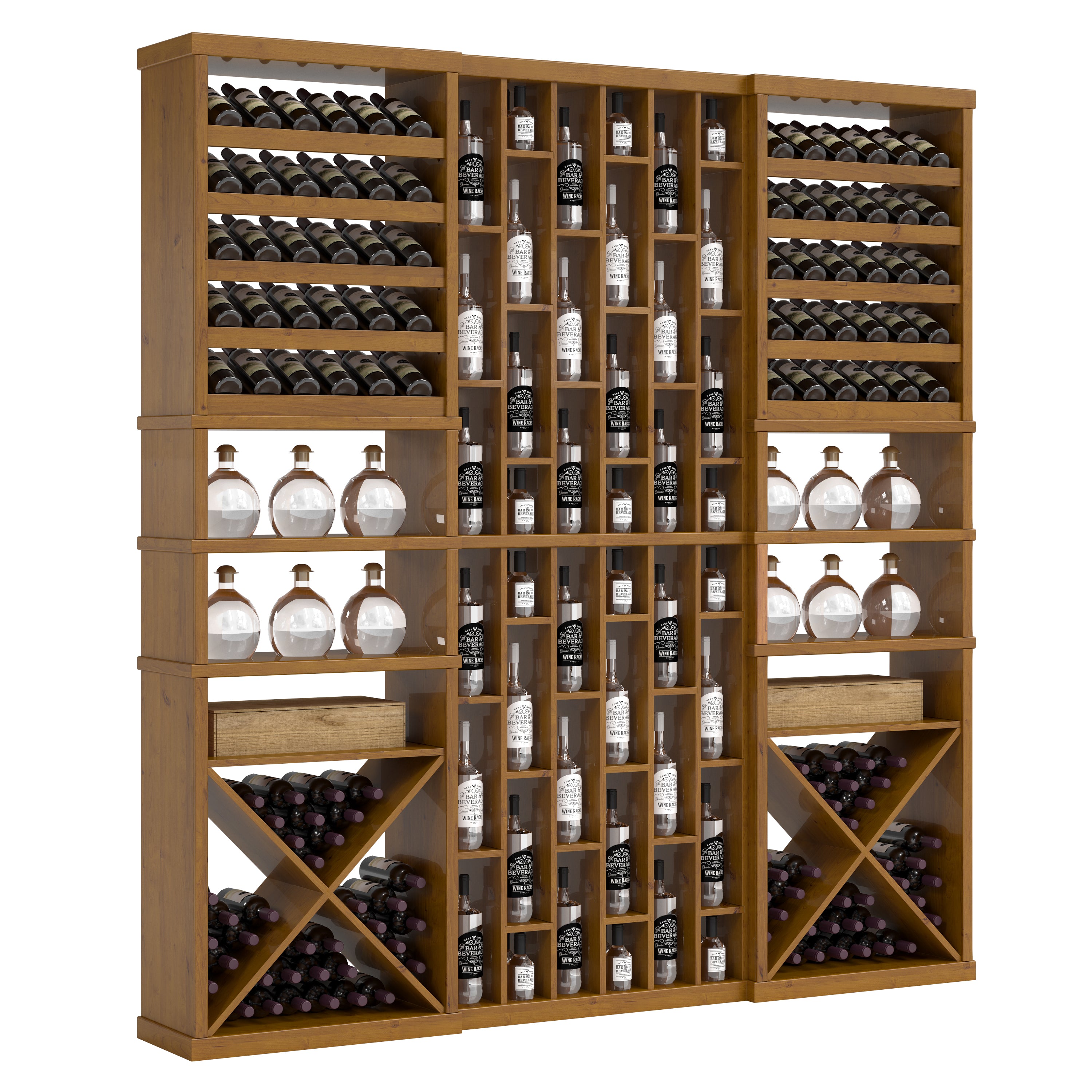Bar & Beverage The Reserve Display in Knotty Alder Oak stained with WineSafe™ Satin Sealant