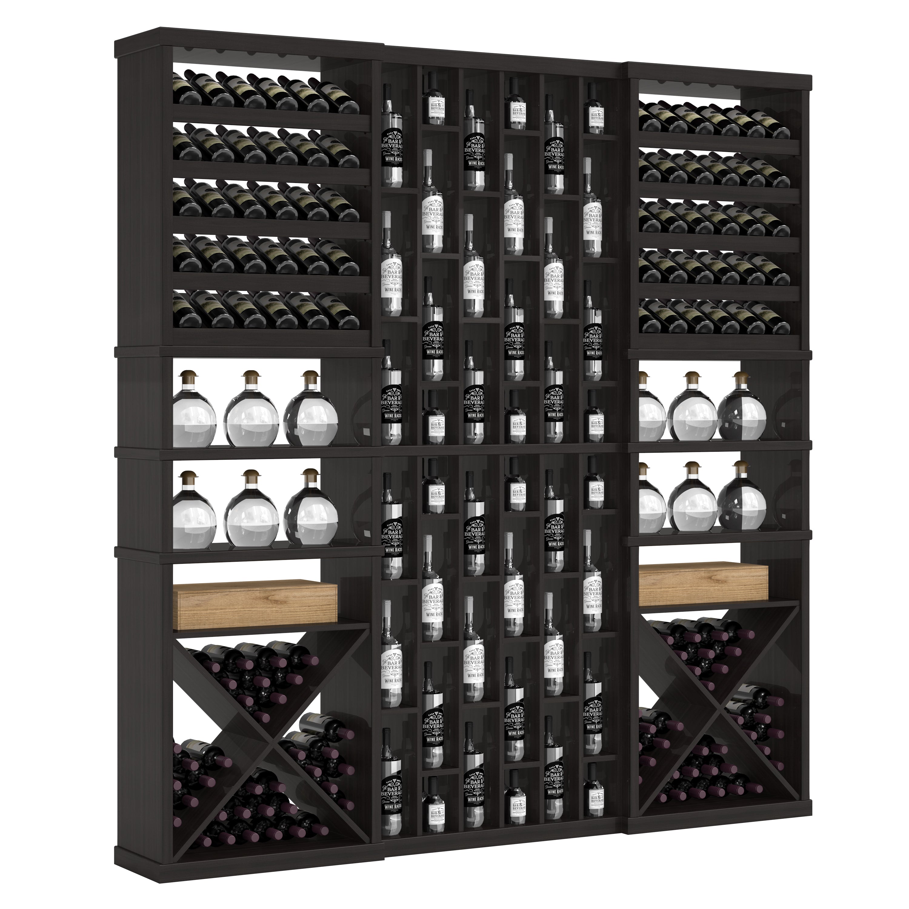 Bar & Beverage The Reserve Display in Sapele Mahogany Black stained with WineSafe™ Satin Sealant