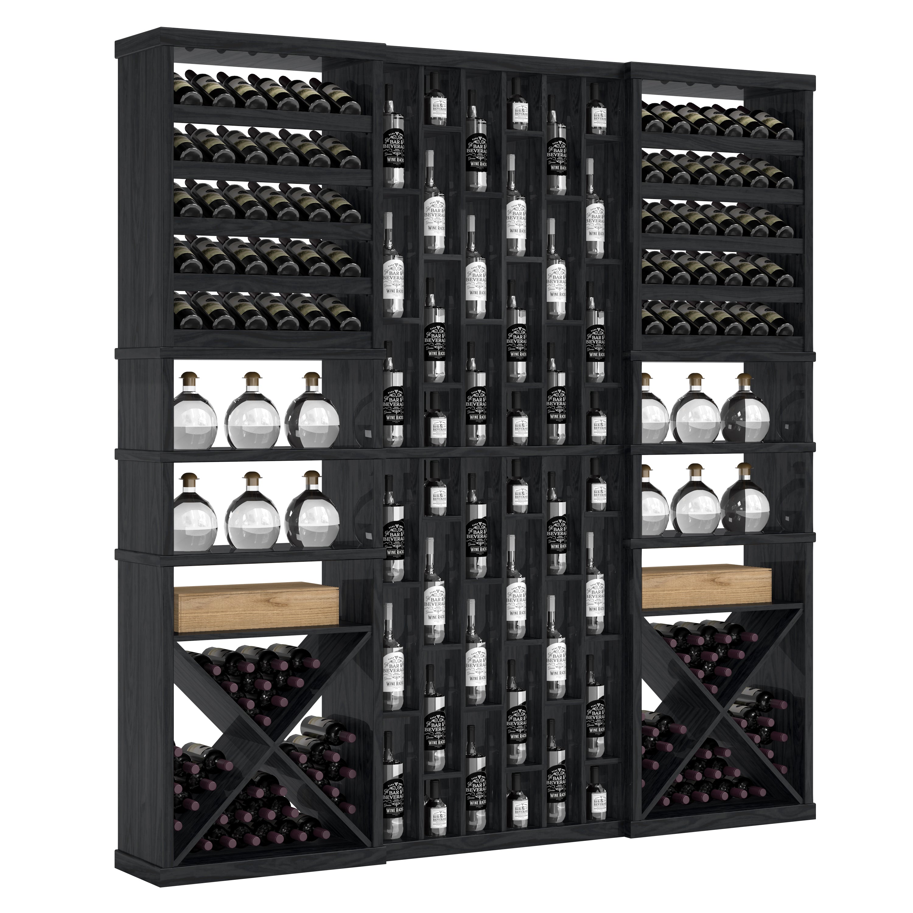 Bar & Beverage The Reserve Display in Walnut Black stained with WineSafe™ Satin Sealant