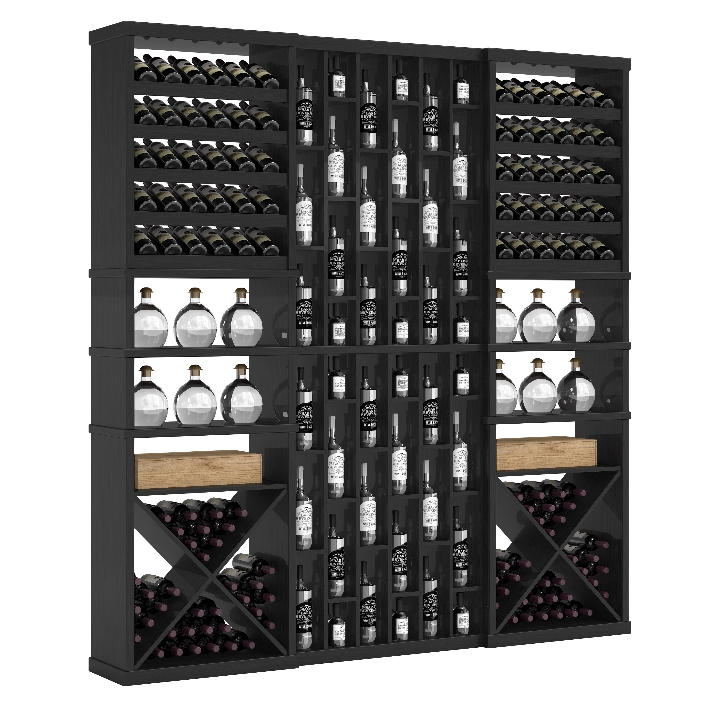 Bar & Beverage The Reserve Display in White Oak Black stained with WineSafe™ Satin Sealant
