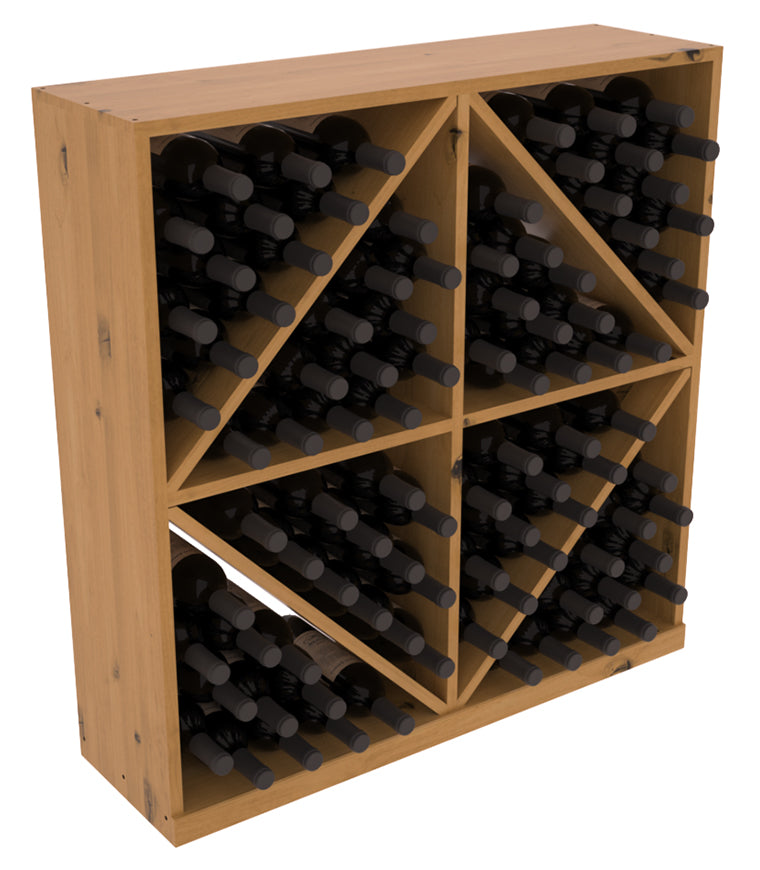 InstaCellar - Diamond Bin with Top in Knotty Alder Oak stained with WineSafe™ Satin Sealant