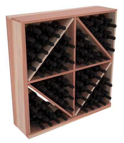 InstaCellar - Diamond Bin with Top in Premium Redwood Unstained with WineSafe™ Satin Sealant
