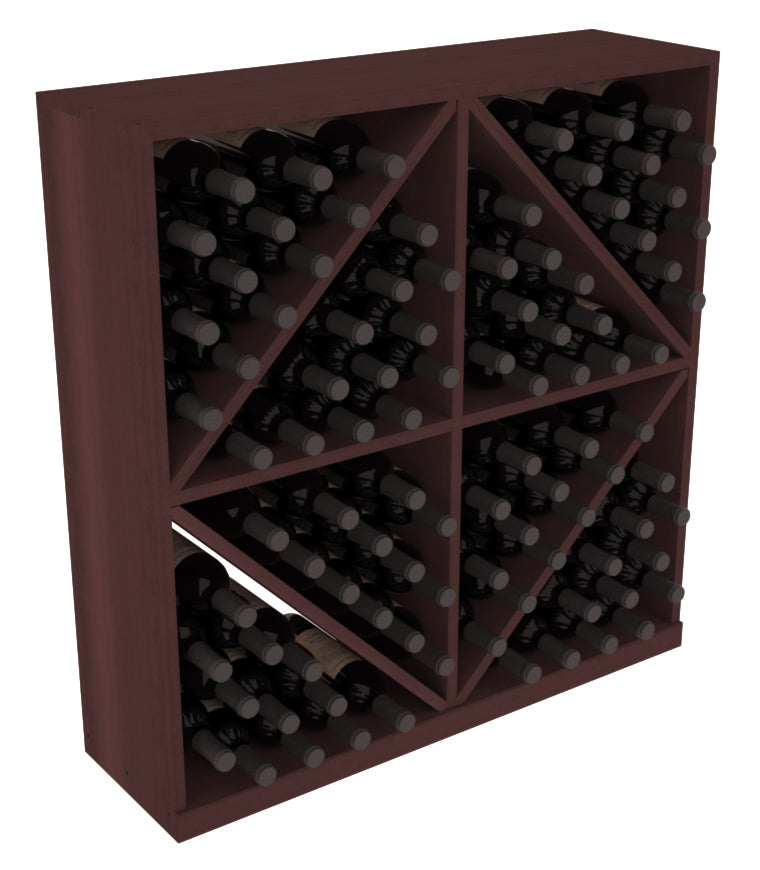 InstaCellar - Diamond Bin with Top in Premium Redwood Walnut stained without WineSafe™ Satin Sealant