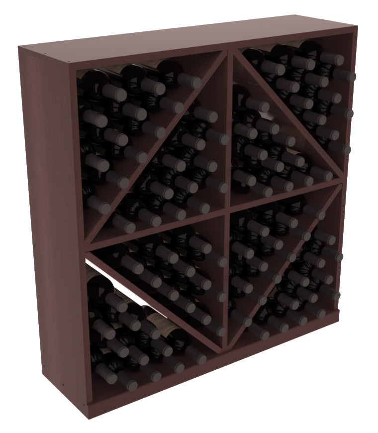 InstaCellar - Diamond Bin with Top in Premium Redwood Walnut stained with WineSafe™ Satin Sealant