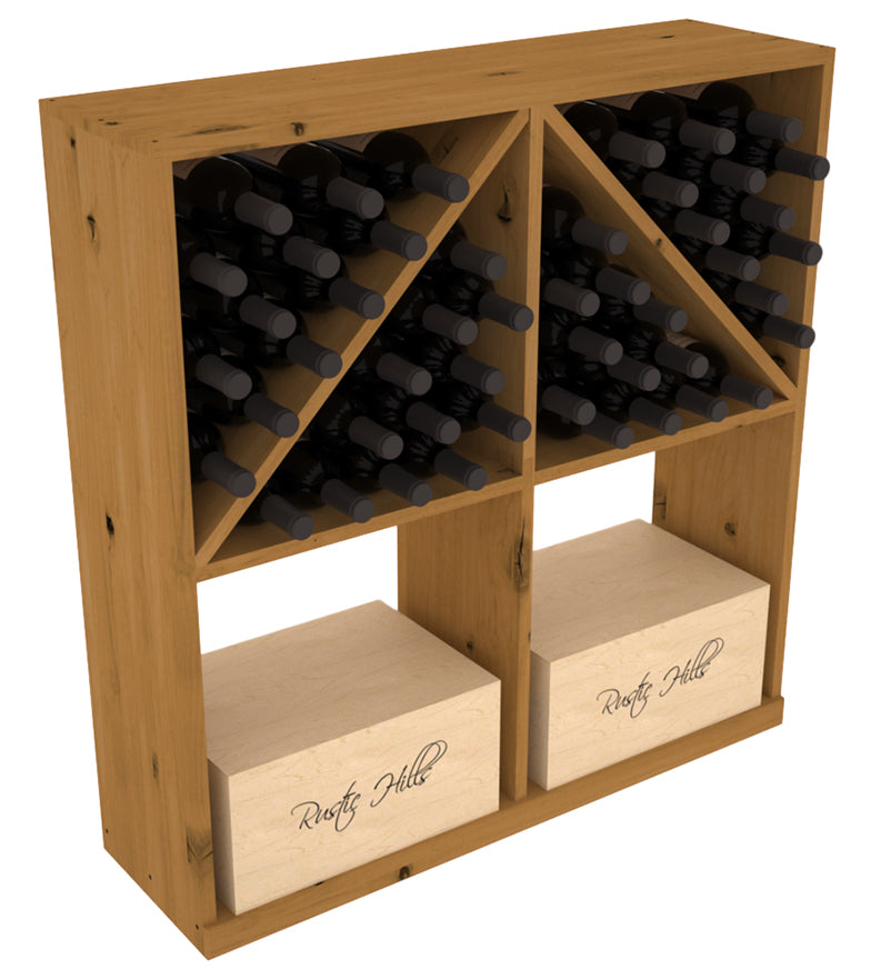 InstaCellar - Solid Case/Bottle Bin with Top in Knotty Alder Oak stained without WineSafe™ Satin Sealant