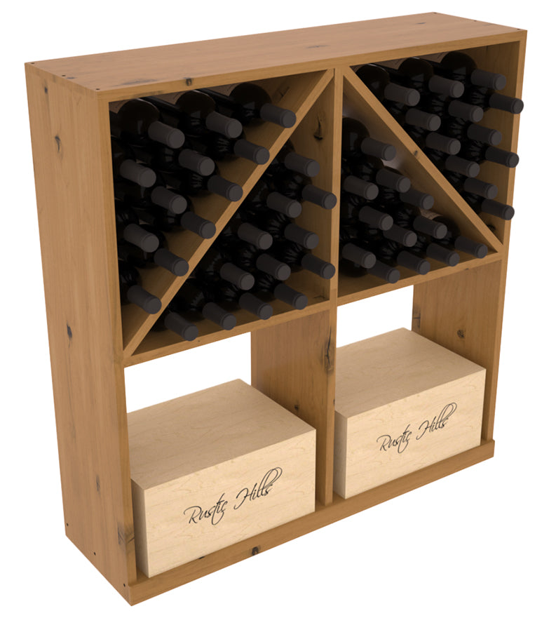 InstaCellar - Solid Case/Bottle Bin with Top in Knotty Alder Oak stained with WineSafe™ Satin Sealant