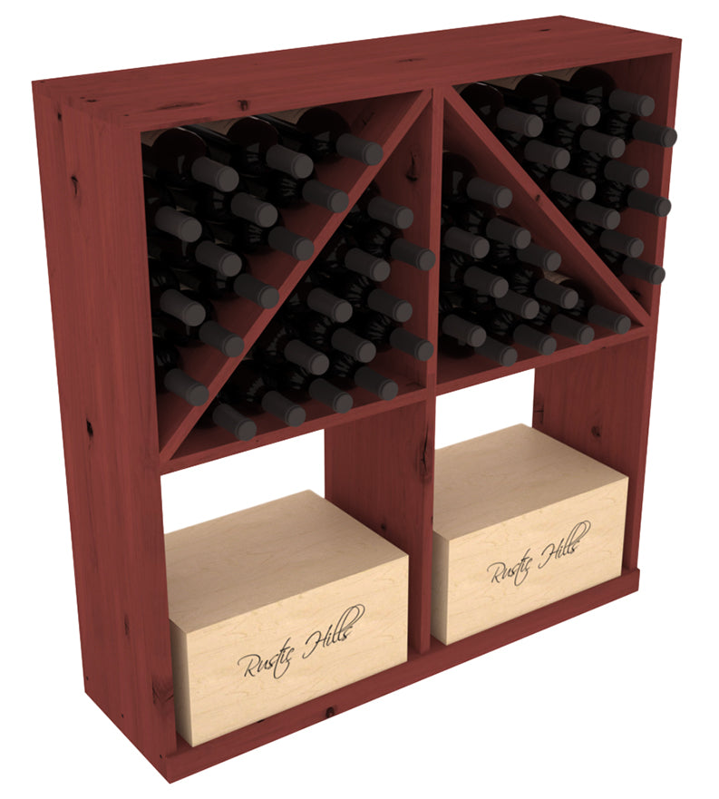 InstaCellar - Solid Case/Bottle Bin with Top in Knotty Alder Cherry stained with WineSafe™ Satin Sealant