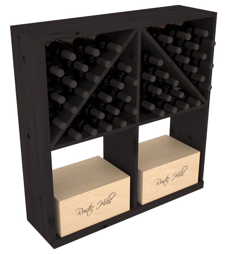 InstaCellar - Solid Case/Bottle Bin with Top in Knotty Alder Black stained without WineSafe™ Satin Sealant