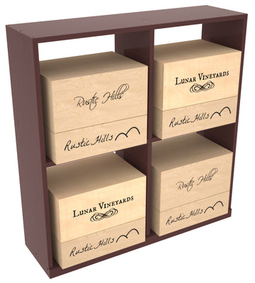 InstaCellar - Solid Case Bin with Top in Ponderosa Pine Walnut stained with WineSafe™ Satin Sealant