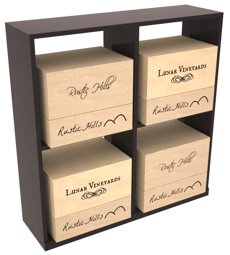 InstaCellar - Solid Case Bin with Top in Ponderosa Pine Black stained with WineSafe™ Satin Sealant