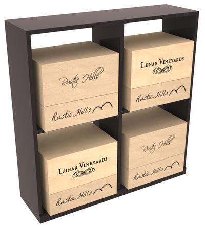 InstaCellar - Solid Case Bin with Top in Ponderosa Pine Black stained with WineSafe™ Satin Sealant