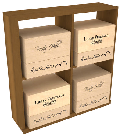 InstaCellar - Solid Case Bin with Top in Premium Redwood Oak stained without WineSafe™ Satin Sealant