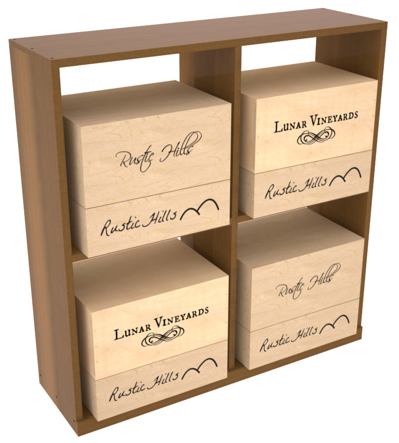 InstaCellar - Solid Case Bin with Top in Premium Redwood Oak stained with WineSafe™ Satin Sealant