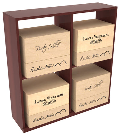 InstaCellar - Solid Case Bin with Top in Premium Redwood Cherry stained with WineSafe™ Satin Sealant