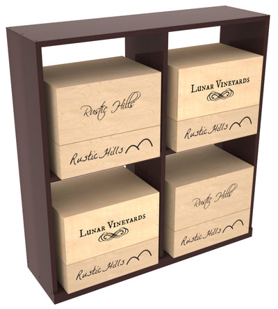 InstaCellar - Solid Case Bin with Top in Premium Redwood Walnut stained with WineSafe™ Satin Sealant