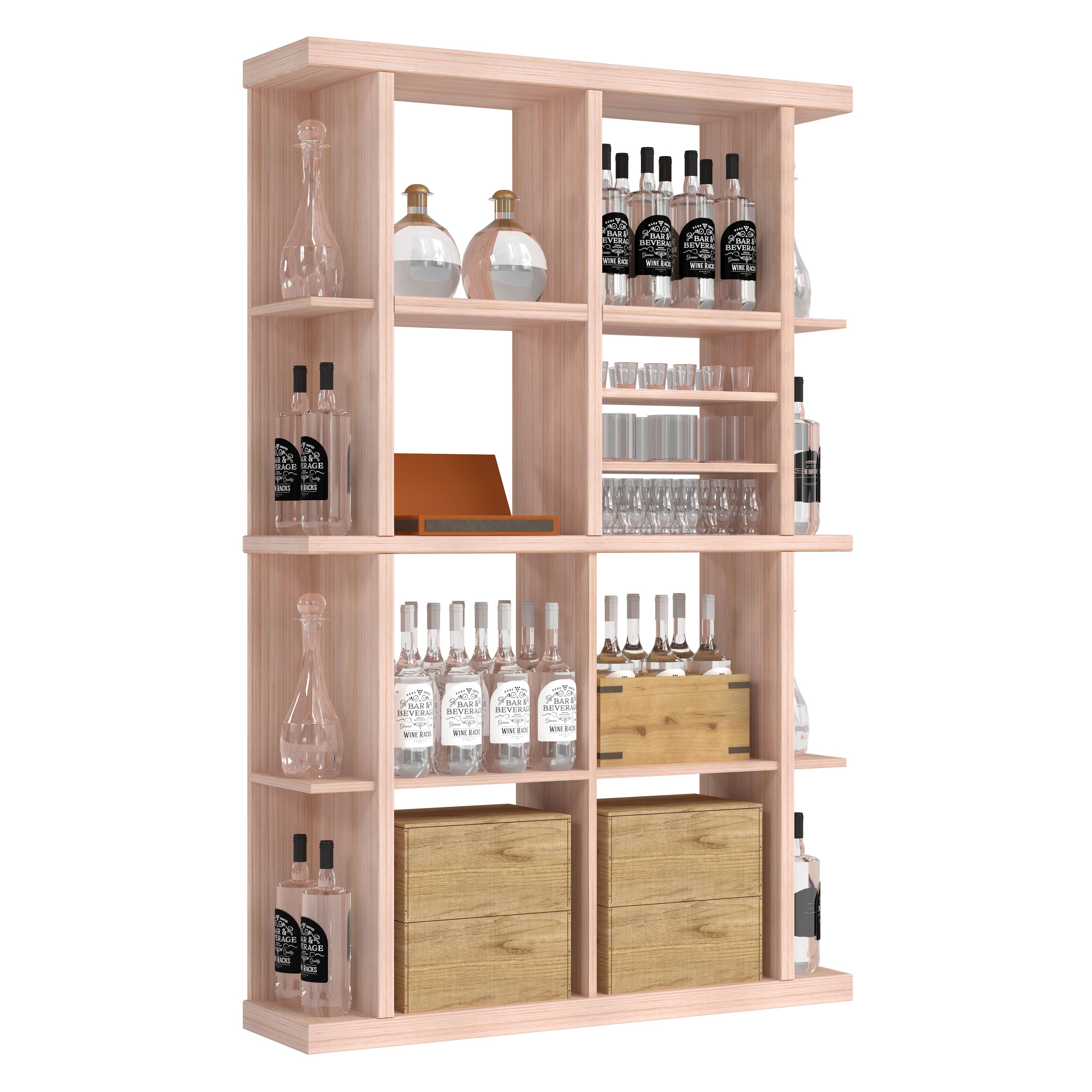 Bar & Beverage The Entertainer Display in Sapele Mahogany Unstained without WineSafe™ Satin Sealant